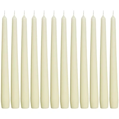 Image of BOLSIUS Set of 12 Ivory Unscented Tapered Candles, Drip Free, Clean Burning, Smokeless Dinner Candles for Wedding ; Home Decoration, Party, Restaurant, Spa, Church, 10 Inch Individually Wrapped