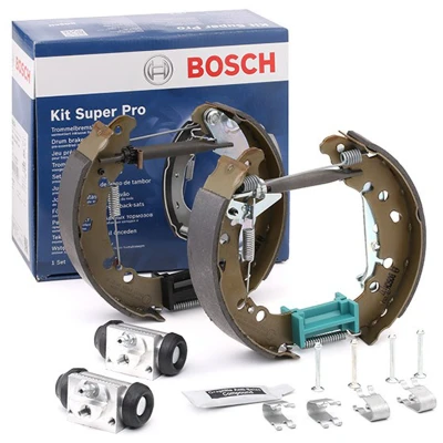 Image of 049070D010 brake Set, drum brakes BOSCH 0 204 114 654 with accessories, wheel cylinder TOYOTA: Yaris II Hatchback