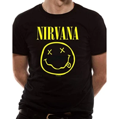 Image of CID Men&#039;s Nirvana Smiley T Shirt, Black, Large