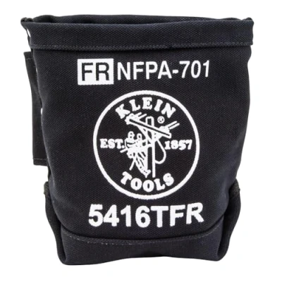 Image of Klein Tools 5416TFR Tool Bag, Flame Resistant Canvas Bag for Bolt Storage with Double Reinforced Bottom and Tunnel Connect, 5 x 10 9 Inch