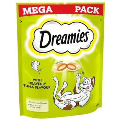 Image of Dreamies Mega Pack Cat Treats, Tasty Snacks with Delicious Tuna, 6 Pouches of 200 g