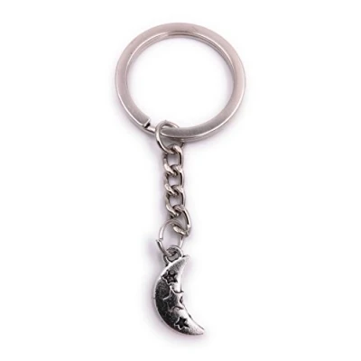 Image of H Customs Crescent moon with stars Key chain pendant Silver metal