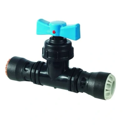 Image of MDPE Pipe Fitting Push Fit Stop Tap PE X Copper 25mm 22mm