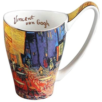 Image of YBK Tech Bone China Coffee Mug, 16oz Large Tea Cup Design Inspired by Van Gogh&#039;s Paintings (Night café)
