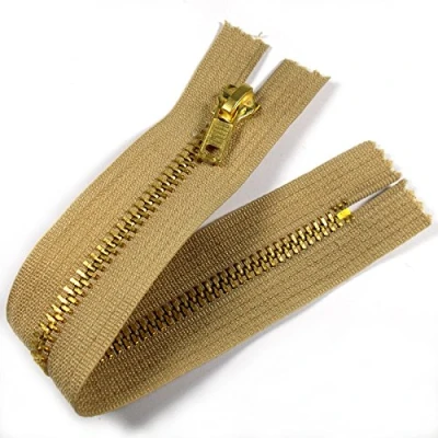 Image of Gold Colour Metal Trouser Jeans Zip Closed End 7 inch (17.5cm) (Beige)