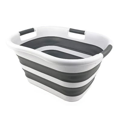 Image of SAMMART 30L Collapsible Plastic Laundry Basket Foldable Pop Up Storage Container Portable Washing Tub Space Saving