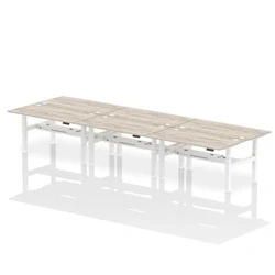 Image of Air B2B 1600x800mm Height Adjustable 6P Bench Desk CP Grey Oak/White