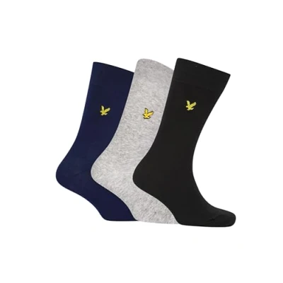 Image of Lyle &amp; Scott Mens 3 Pack Socks Angus Grey One Size