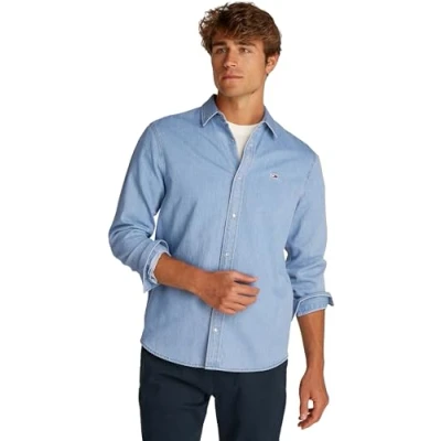 Image of Tommy Jeans Regular FIT Shirt Shirt, Men&#039;s, Size: Medium, Denim light