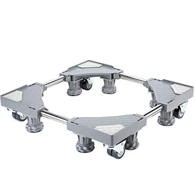 Image of SMONTER Multi Functional Movable Adjustable Base with 4x2 Locking Rubber Swivel Wheels and 8 Strong Feet Mobile Case Roller Dolly for Washing Machine,Dryer