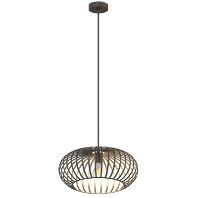Image of Max Wire Frame Pendant Ceiling Light Brown 1x E27