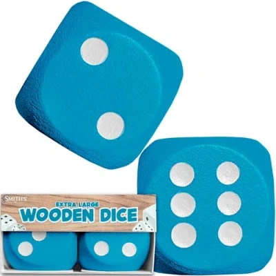 Image of Large Wooden Dice by Smith&#039;s® 3 x 3cm 2 Pack Blue Educational Maths Games, Kids Board Game Accessories No Harmful Materials For Year Olds +