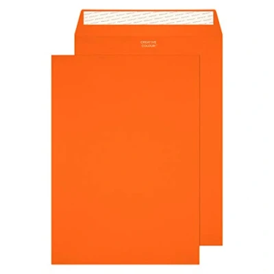 Image of Blake Creative Colour C4 229 x 324 mm 120 gsm Peel &amp; Seal Pocket Envelopes (405P) Pumpkin Orange Pack of 250