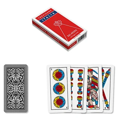 Image of Dal Trevisane Italia Regional Card Deck Consisting of 40 Cardstock Cards, Ideal for Broom and Trump