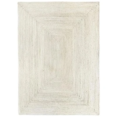 Image of HAMID Rug Jute Alhambra White Colour, Rug, Area 100% Fibre Hand Wovem, Braided for Home, Living Room, Floor Carpet..(170x120cm)