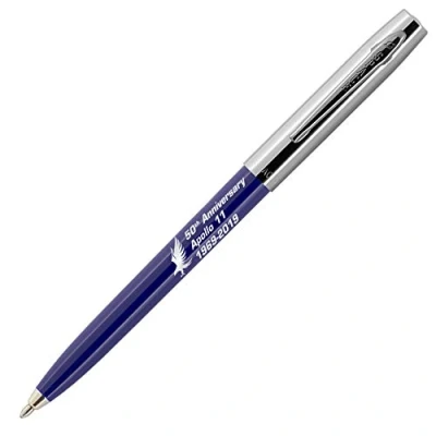 Image of Fisher Space Pen Special Edition Apollo 11 50Th Anniversary Cap O Matic Pen, Chrome Cap,(Silver/Blue)