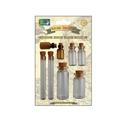 Image of Vaessen Creative Vintage corked vials x8, Metal, 5x2x2 cm
