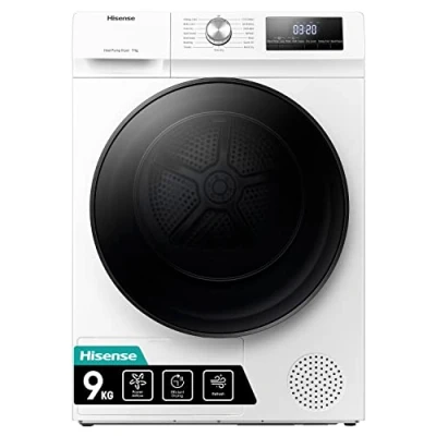 Image of Hisense 3 Series DHQA902U 60cm Freestanding 9 KG Heatpump Front Load Tumble Dryer 15 Programmes Auto dry Steam Refresh Allergy Care White