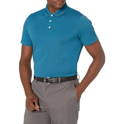Image of Amazon Essentials Men&#039;s Slim Fit Quick Dry Golf Polo Shirt Discontinued Colours, Dark Blue, S