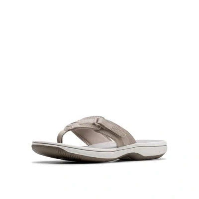 Image of Clarks Women&#039;s Breeze Sea Flip Flop, Light Taupe Synthetic, 6 UK