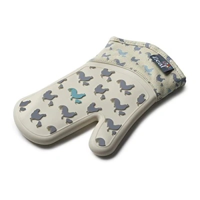 Image of Zeal Silicone Heavy Duty Single Oven Mitt Glove, Cream/Hen Design (29 cm Long)