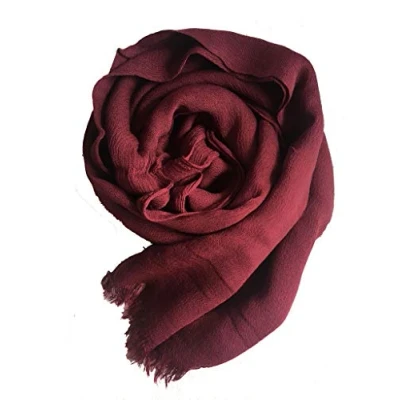 Image of New Ladies Maxi Long RAYON Crinkle Frayed Edges Crimp Scarf Hijab Shawl Wrap Many Colours (Wine)