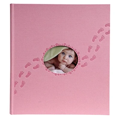 Image of Exacompta Ref 12202E Piloo Baby Girl Photo Album 290 x 320mm in Size, 60 White Pages, Holds Up To Approx. 300 Photos Suitable for Scrapbooking Pink Windowed Cover