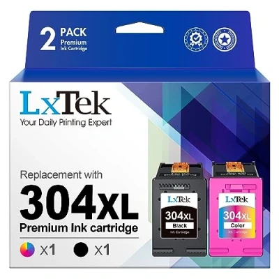 Image of LxTek 304XL Ink for HP 304 Cartridges Envy 5010 5020 5030 5032 Deskjet 2620 2622 2630 2632 2633 2634 3720 3730 3733 3735 3750 3760 3762 3764 (1 Black, 1 Colour)