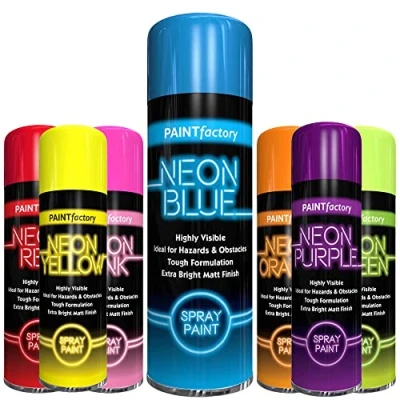 Image of Classic Signature 1 x Neon Blue Spray Paint 200ML Aerosol Fluorescent Bright Graffiti (Banksey) Matt Finish