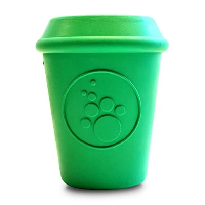 Image of SodaPup Coffee Cup Durable Dog Treat Dispenser &amp; Chew Toy Made in USA from Non Toxic, Pet Safe, Food Safe Natural Rubber Material for Mental Stimulation, Problem Chewing, Calming Nerves, More