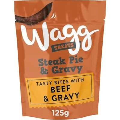 Image of Wagg Steak Pie Tasty Bites Beef &amp; Gravy Dog Treats 125g (Pack of 7) Oven Baked