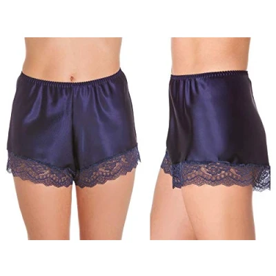 Image of undercover lingerie F58 Womens Luxury Satin French Knickers Navy XXOS