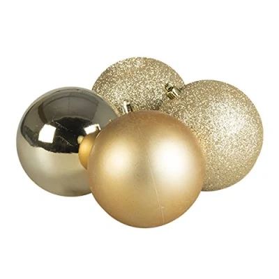 Image of Premier Mixed Finish Champagne Gold Shatterproof Baubles 4 X 100mm