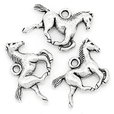 Image of Julz Beads 10 Horse Charms Antique Silver Tone 15mm x 19mm J29528F