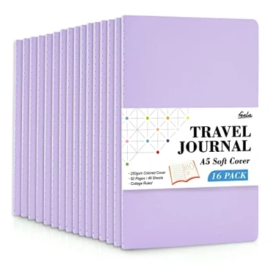Image of feela 16 Pack Soft Cover Notebooks A5 Lined Journal College Ruled for Work, Travel Women Men, Note Taking Study Notepad School Supplies Business Writing Books, Purple