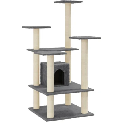 Image of vidaXL Cat Tree with Sisal Scratching Posts Dark Grey 110 cm