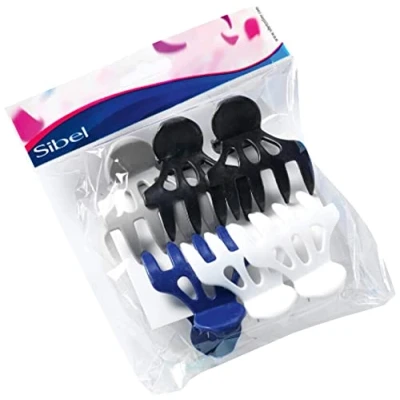 Image of Sibel roller clips pack black/white/blue/grey, 1 of 6 pieces