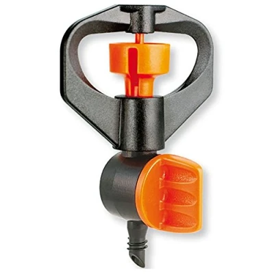 Image of Claber 91250 Oblong Hole Micro Sprinkler 360 Adjustable, Black/Orange/Grey