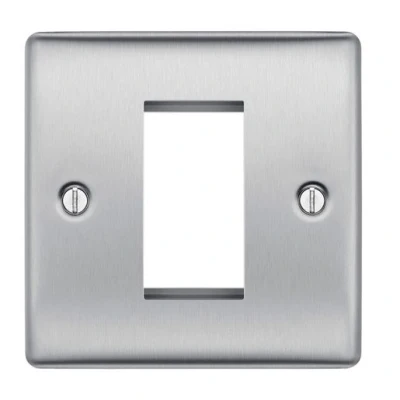 Image of BG Nexus NBSEMS1 Euromodule Plate 1 Module (1 Gang Plate) Brushed Steel
