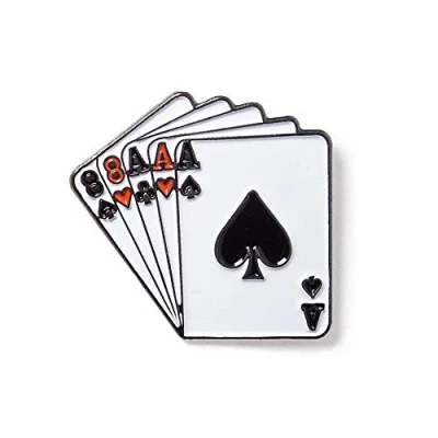 Image of Full House Aces &amp; Eights Metal Enamel Pin Badge Lapel Brooch Playing Cards Poker Gambling Casino