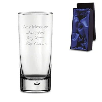 Image of Personalised Engraved Bubble Hiball Cocktail Glass with Premium Satin Lined Gift Box, Personalise Any Message
