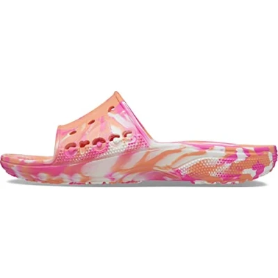 Image of Crocs Unisex Baya II Slides Clog, Papaya/Marbled, 10 UK