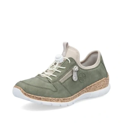 Image of Rieker Women Trainers N42G0, Ladies Low Tops,Removable Insole,Low Shoe,Street Shoes,Leisure,Sporty,Green (grün / 52),37 EU 4 UK