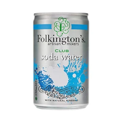 Image of Folkington&#039;s Club Soda Water, 24 Cans, Natural Minerals Drink Mixer, x 150 ml