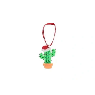Image of Cute Cactus Hanging Christmas Tree Decoration Silicone Ornament Novelty Bauble Stocking Filler Secret Santa Colourful Multicoloured Small Gift Funny