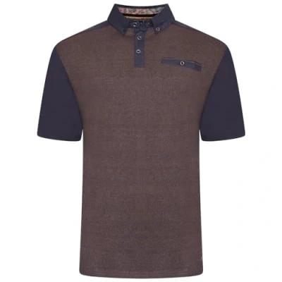 Image of KAM Jersey Polo Shirt Weave Contrast Short Sleeve Collared Cotton Smart Mens Plus Size 2XL 8XL 5490 (UK, Alpha, 3XL, Plus, Regular, Navy)