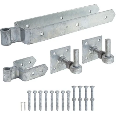 Image of 300mm/12&quot; Heavy Duty Galvanised Field Gate Hinge Set Plated Hooks Stable Drive