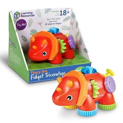 Image of Learning Resources Tracy the Fidget Triceratops, 1 Piece, Ages 18 Months+, Baby Toys, Sensory Toys For Toddlers, Fine Motor Montessori Orange