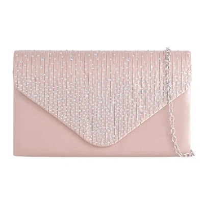 Image of A2ZUKFASHION Womens Satin Clutch Bag Diamante Purse Party Prom Ladies Wedding Evening Shoulder Handbag