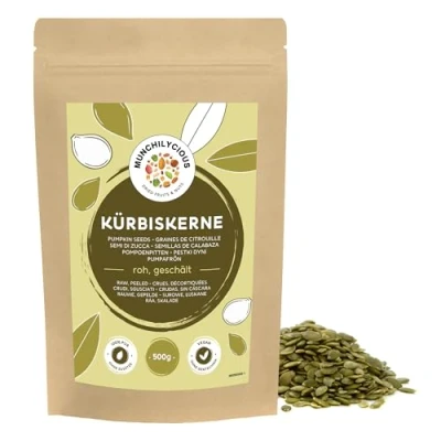 Image of Pumpkin Seeds 500g by Munchilycious, Raw and Peeled to Eat, Nuts Snacks, Keto Perfect Topping for Cereal, Granola or Breakfast Porridge